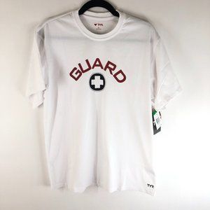 TYR Mens Guard Tee Lifeguard Crew Neck Short Sleeve White M